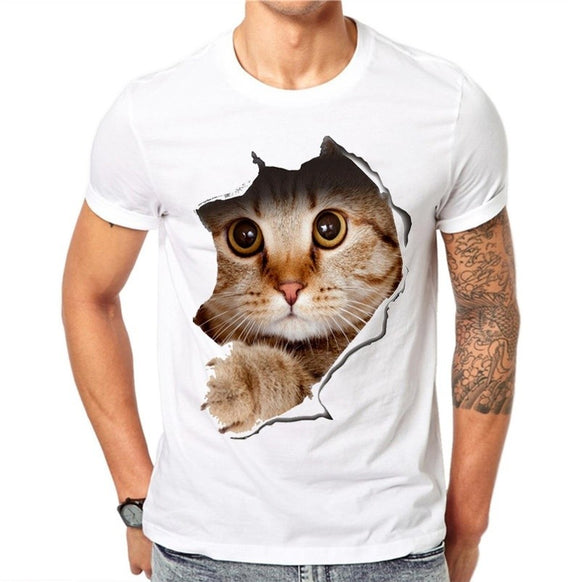Men's T Shirt Men T Shirt Cute Cat Cartoon Printed T Shirts Summer 2019